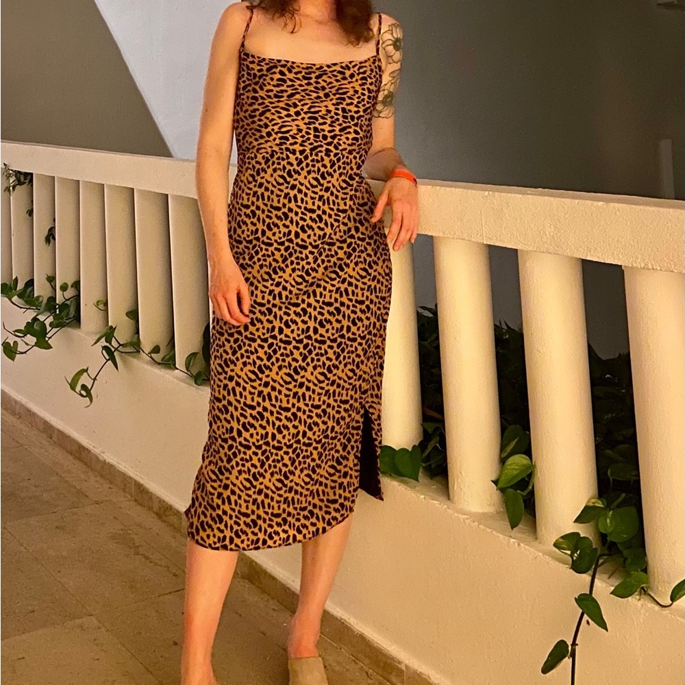 Misguided cowl neck leopard print midi dress